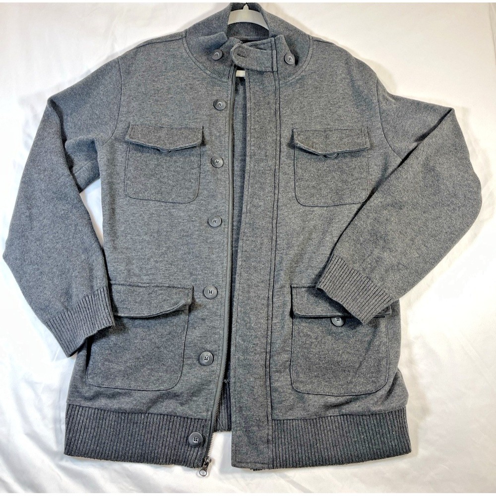 Civil Society Mens XL Sweater Jacket Gray All Cotton Preppy Great Condition